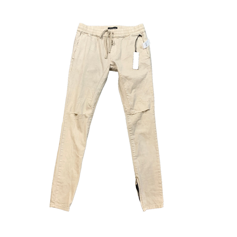 PacSun Pants Womens S Small Tan Regular Fit Stretch Skinny Zip Ankle Drawstring